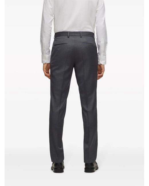 Boss Gray Pressed-Crease Tailored Trousers for men