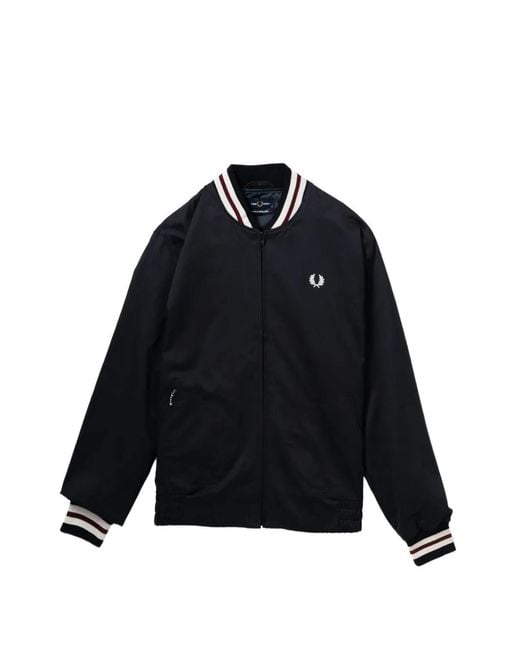 Fred Perry Black Logo-Embroidered Bomber Jacket for men