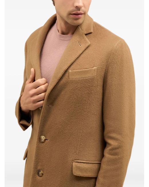 Boglioli Natural Three-Button Brushed Cashmere Coat for men