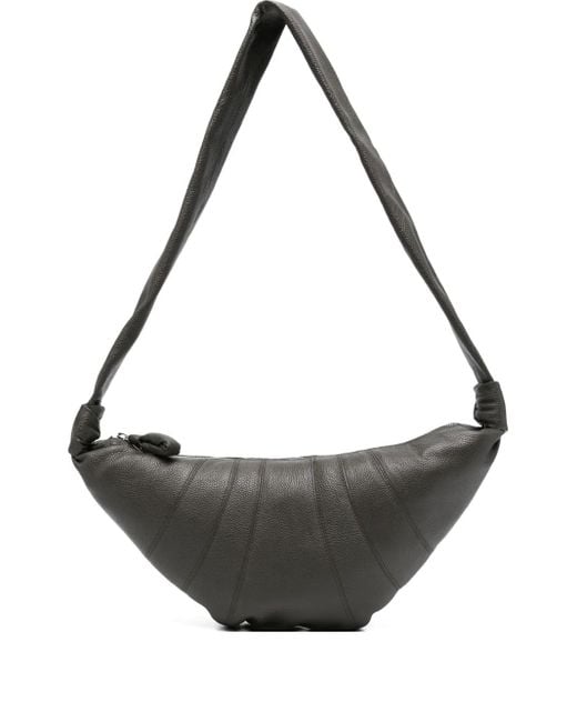 メンズ Lemaire クロワッサン ノット レザーショルダーバッグ Gray