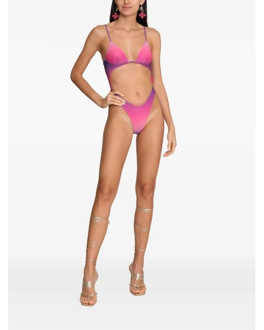 Amir Slama Pink X Tati Barbieri Gradient-Effect Cut-Out Swimsuit
