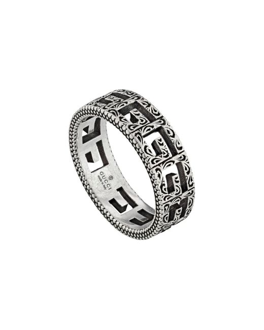 Gucci Zilveren Ring Met Vierkante G in het Metallic voor heren