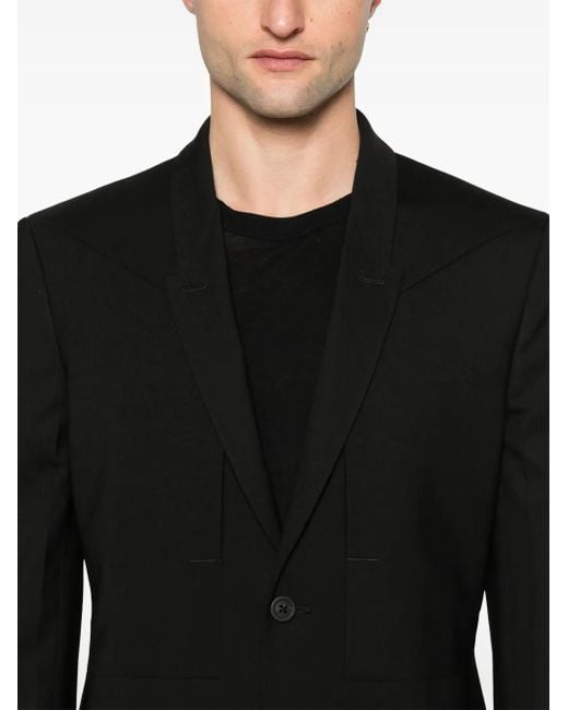 Rick Owens Black Single-Breasted Blazer for men