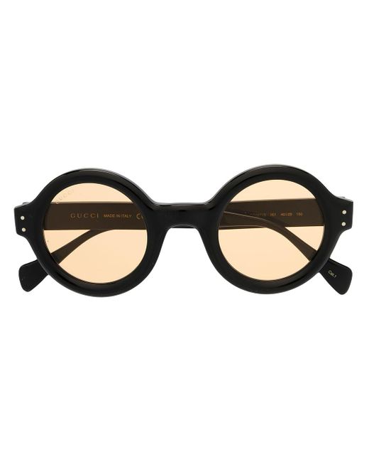 Gucci Black Round-frame Logo Sunglasses