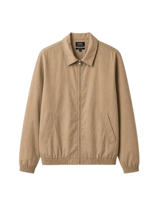 A.P.C. Natural Logo-Embroidered Zip-Up Jacket