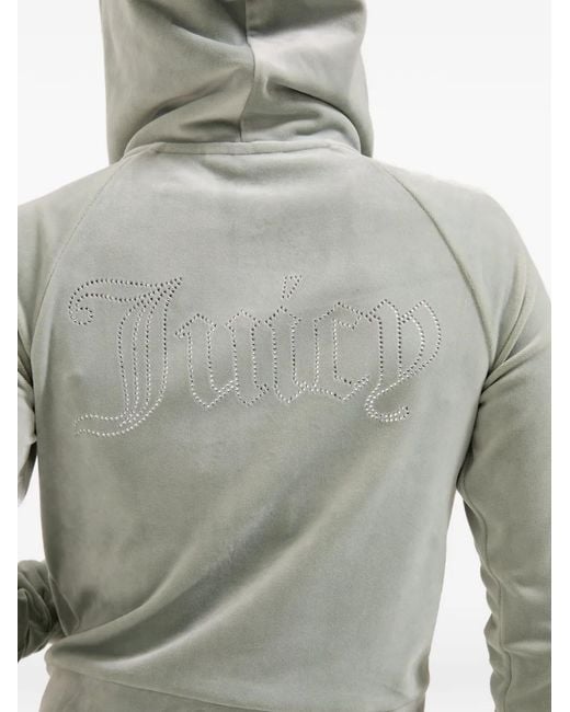 Juicy Couture Blue Diamanté Velour Hoodie
