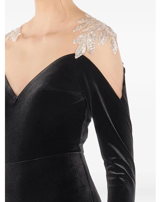 IMROSKA Black 26 Leaves Maxi Dress