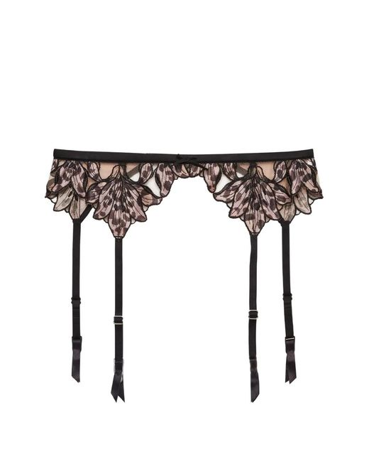 Fleur du Mal White Lily Embroidery Garter