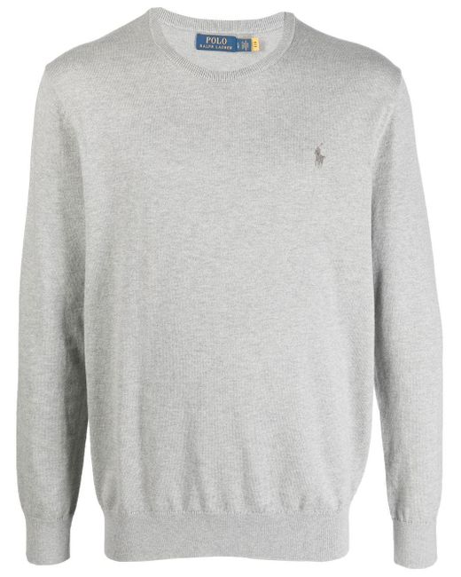 Polo Ralph Lauren Logo-embroidered Cotton-cashmere Jumper in Grey (Grey ...