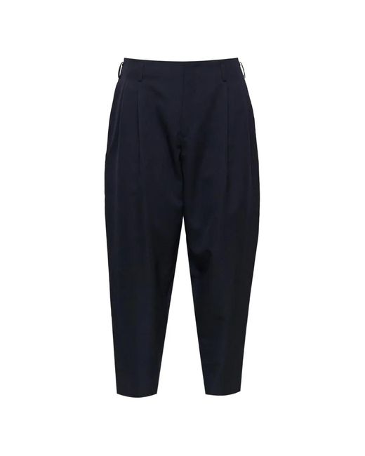 Comme des Garçons Blue Pleated Wool Trousers for men