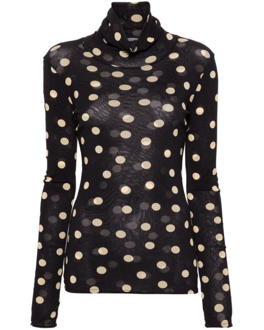 Blusa de lunares con cuello vuelto Stella McCartney de color Black