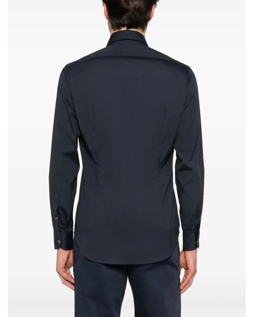 Eleventy Blue Pointed-Collar Shirt for men