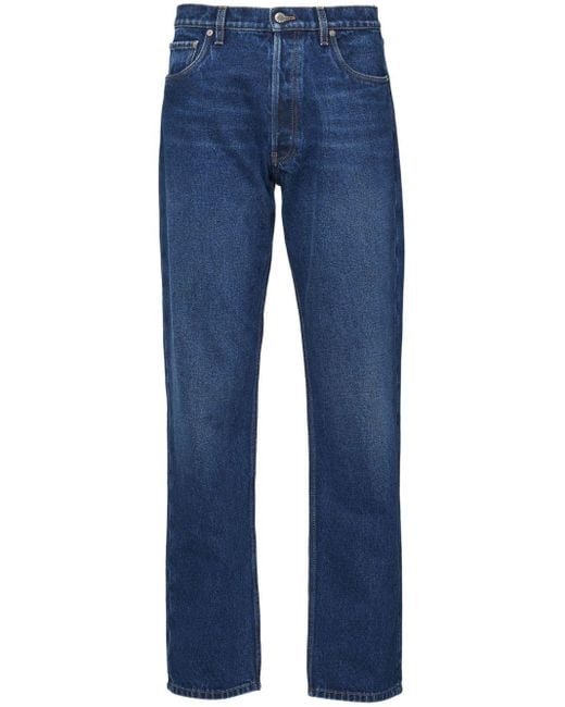 Prada Gerade Jeans mit Logo-Schild in Blue für Herren