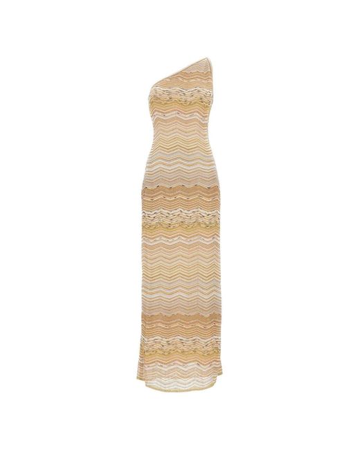Missoni White Long One-Shoulder Dress