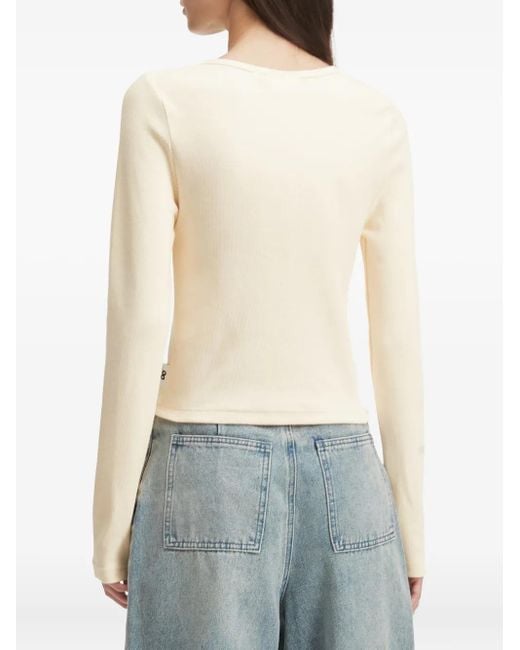 Chocoolate White Henley-Neck Ribbed T-Shirt