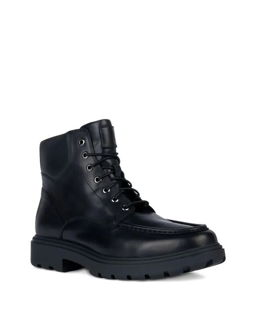 Geox Black Lace-Up Leather Boots for men