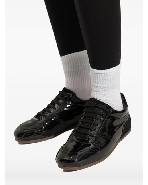 Moschino Black Patent-Leather Low-Top Sneakers