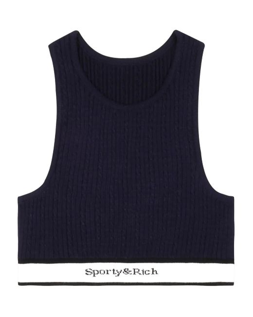 Sporty & Rich Blue Cable-knit Tank Top