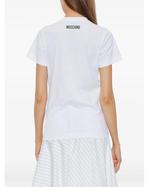 Moschino White Graphic Print Short-Sleeve T-Shirt