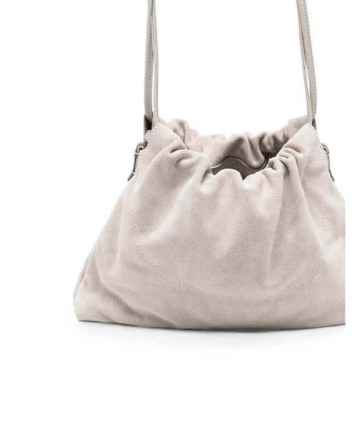 Brunello Cucinelli White Drawstring-Fastening Cross-Body Bag