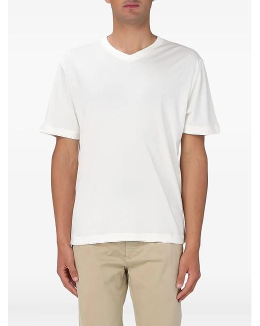 T-Shirt À Col V Eleventy pour homme en coloris White