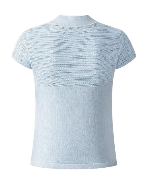 Shanghai Tang Blue Short-sleeves Silk Blouse