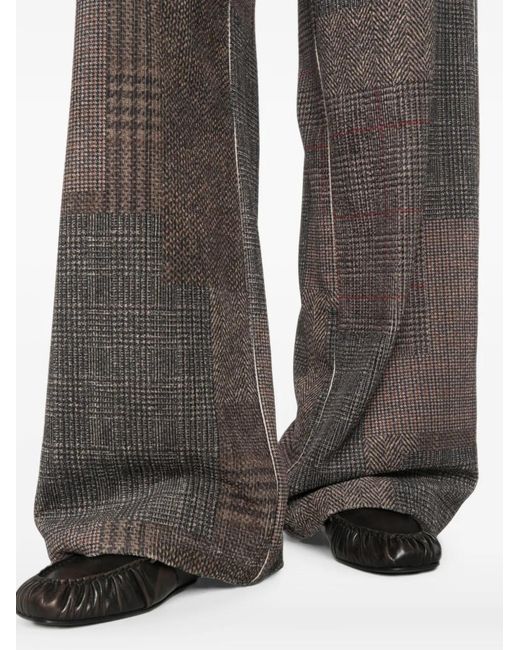 Bye Gray Patchwork-Check Trousers