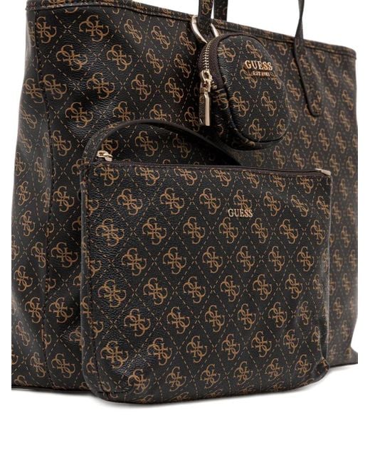 Guess Black Large Monogram-Pattern Tote Bag