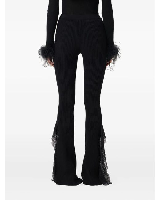 Blumarine Black Knit Insert Lace Pants