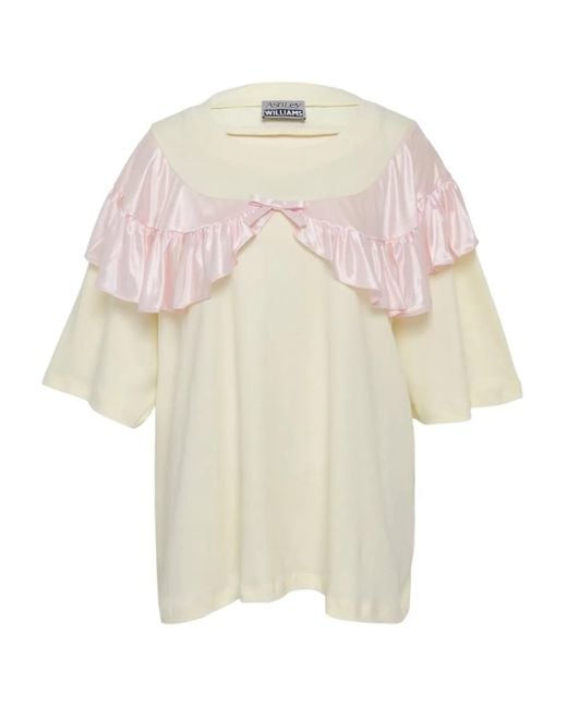 Ashley Williams White Ruffled Curtain T-Shirt