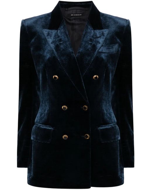 Wallis Chaqueta de doble pecho de terciopelo Tom Ford de color Blue