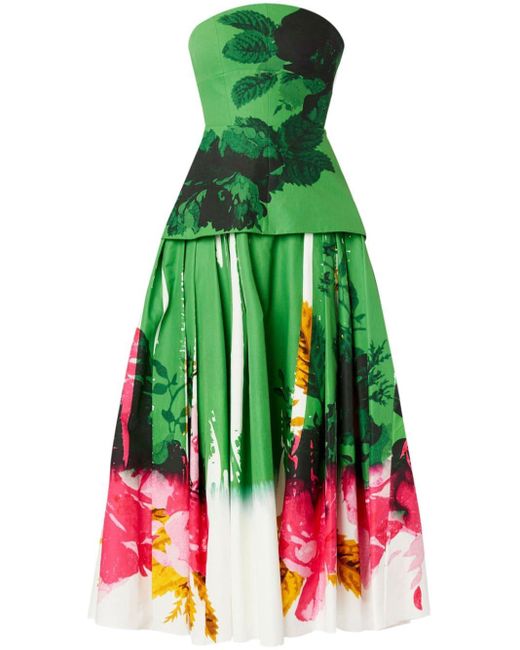 Erdem Green Kleid mit botanischem Print