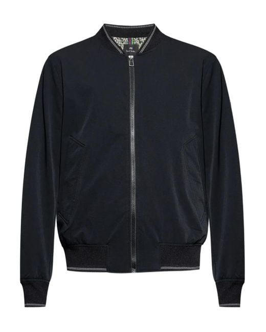 Paul Smith Blue Zip-Fastening Logo-Plaque Bomber Jacket for men