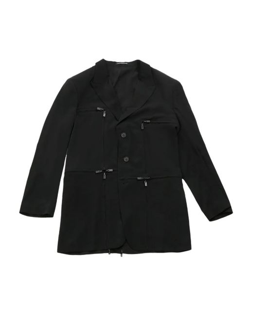 Yohji Yamamoto Black Zip-Detail Blazer for men