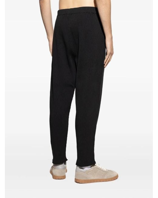 メンズ Homme Plissé Issey Miyake Ribbed Frayed Trousers Black
