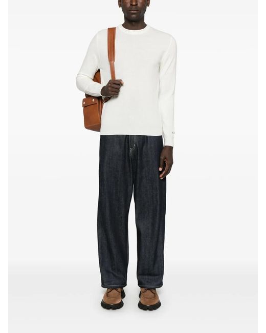 Woolrich White Wool Sweater for men