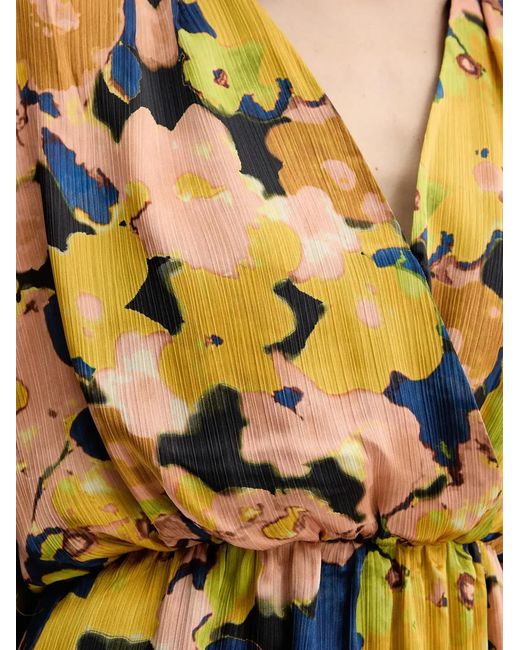 Morgan Metallic Floral-Patterned V-Neck Midi Dress