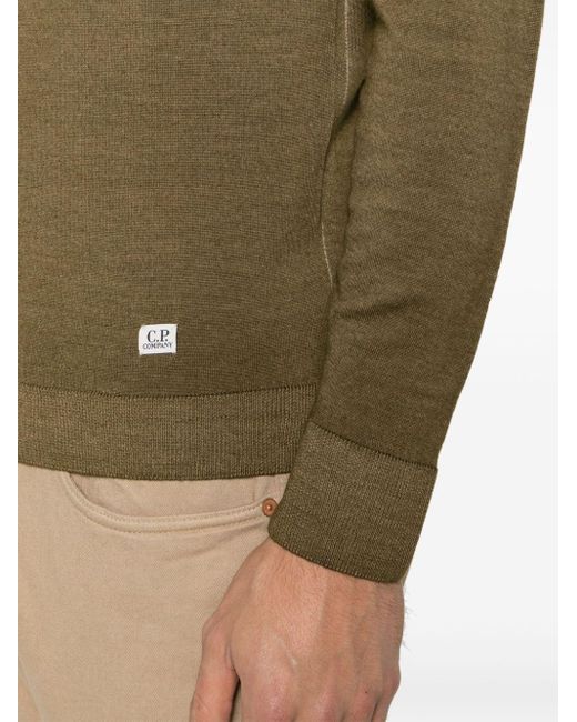 C P Company Green Fine-knit Wool Jumper for men