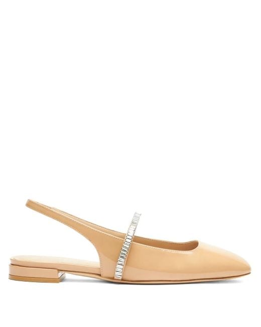 Stuart Weitzman Slingback Ballerina's Verfraaid Met Kristallen in het Natural