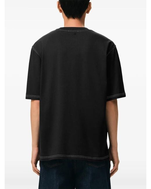 AMI Black Ami De Coeur Logo-Detail Topstitching T-Shirt for men