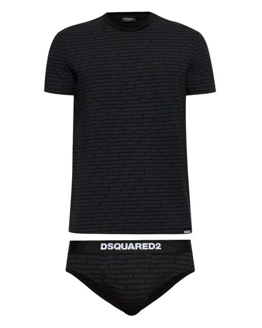 DSquared² Black Logo-Print T-Shirt Set for men