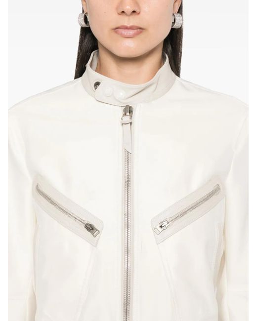 Tom Ford White Contrasting-Trim Jacket