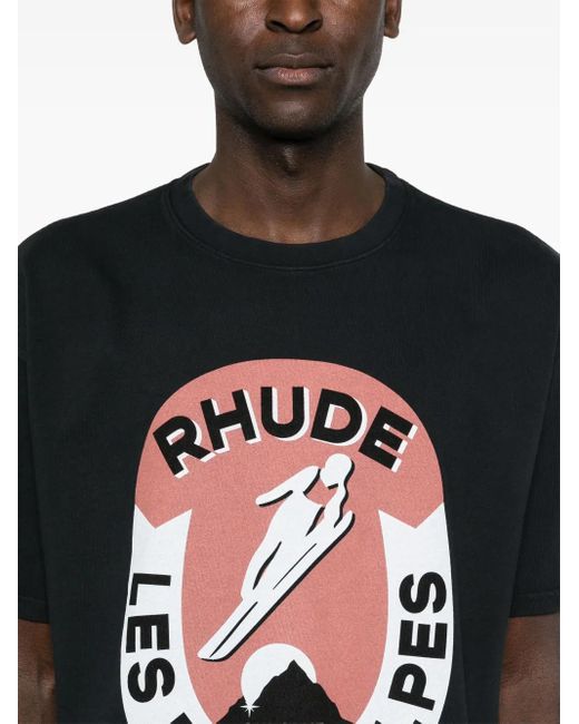 Rhude Black Les Deux Alpes T-Shirt T-Shirt for men