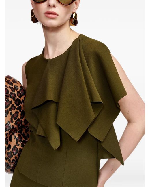 Essentiel Antwerp Green Know Ruffled Asymmetric-Neckline Top