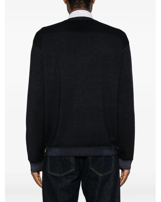 Emporio Armani Black Crew-Neck Virgin-Wool Sweater for men