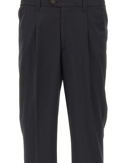 Devore Blue Pleated Cuffed Trousers for men