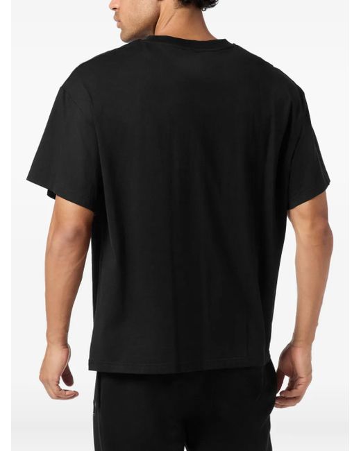 Philipp Plein Black Lettering-Print Crew-Neck T-Shirt for men