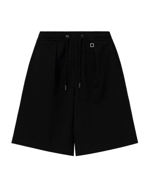 Wooyoungmi Black Elasticated-Waist Pleated Shorts for men