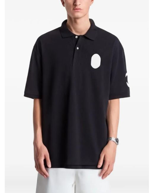 A Bathing Ape Black Large Ape Head Relaxed-Fit Polo Shirt