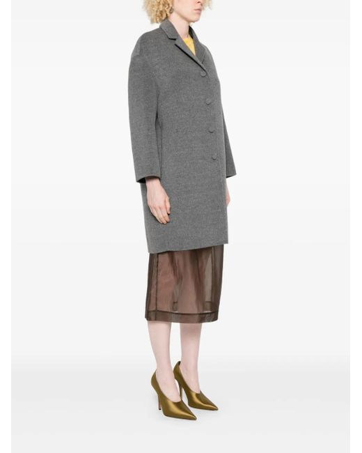 Prada Gray Cropped-Sleeve Coat